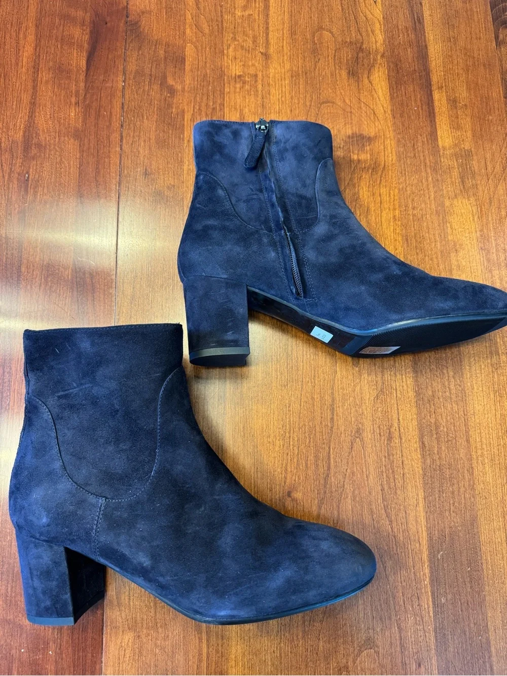 LK Bennett Navy Suede Block Heel Ankle Boots